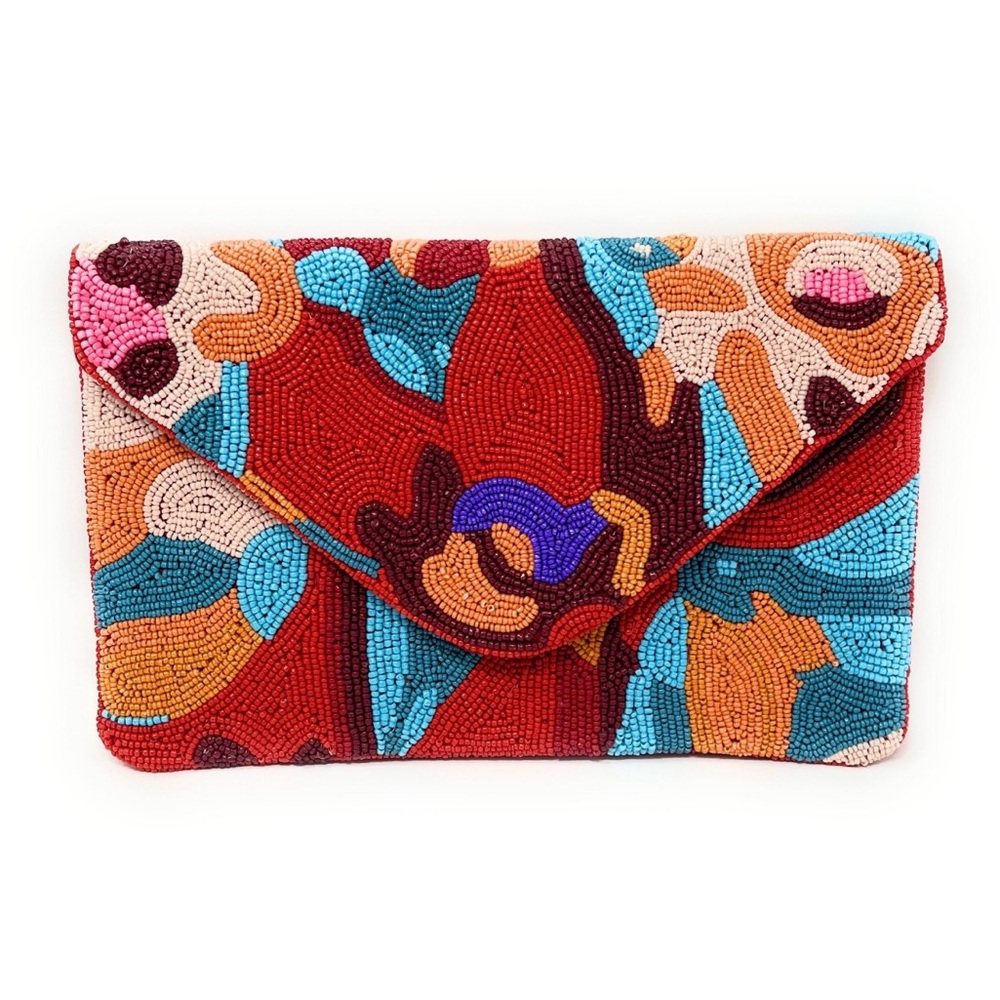 New Multicolor Beaded Clutch Purse